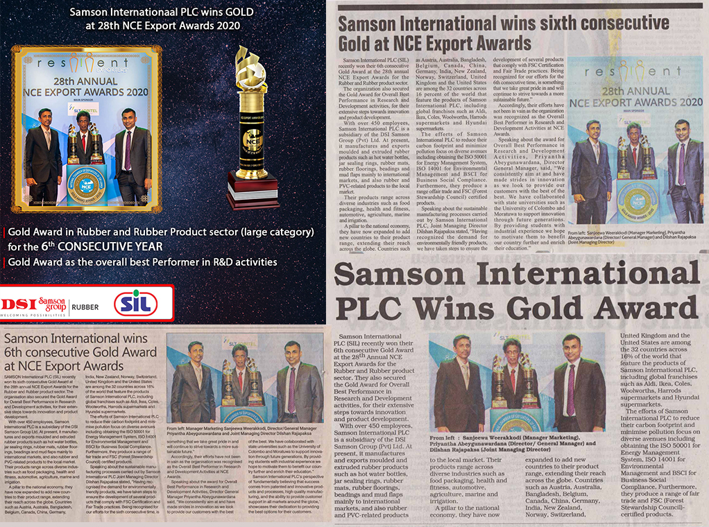 Samson International PLC won NCE Gold Award for the 6th consecutive year